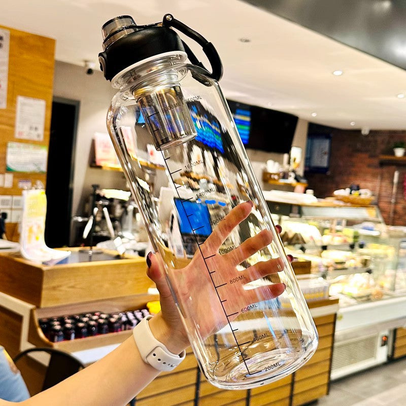 Extra-Large Glass Cup with Tea-Water Separation | Multi-Size & Color