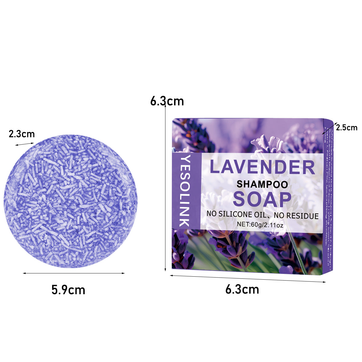 Lavender Shampoo Bar - Natural Hair & Body Cleansing Soap 60g