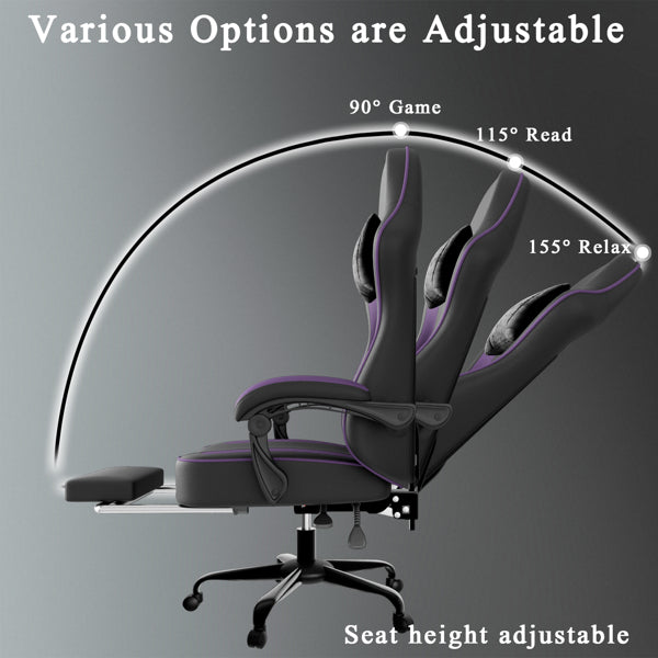 Ergonomic Gaming Chair with Footrest and Pocket Spring Cushion