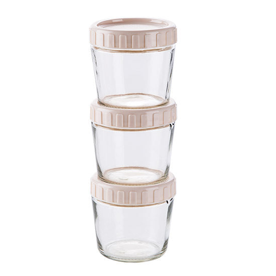 Multigrain Food Storage Jar with Lid - Glass Bottles for Side Dishes, 3-Pack
