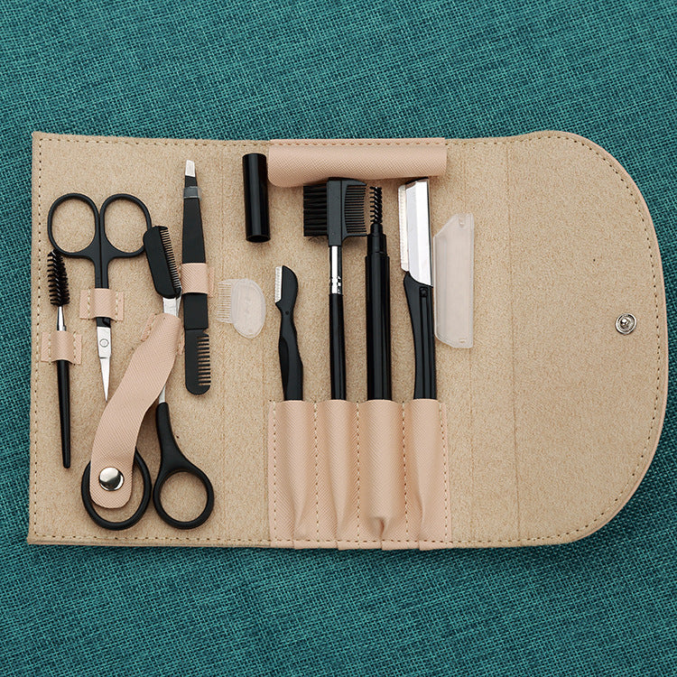 8-Piece Eyebrow Grooming Kit with Scraper and Clips - Multiple Colors