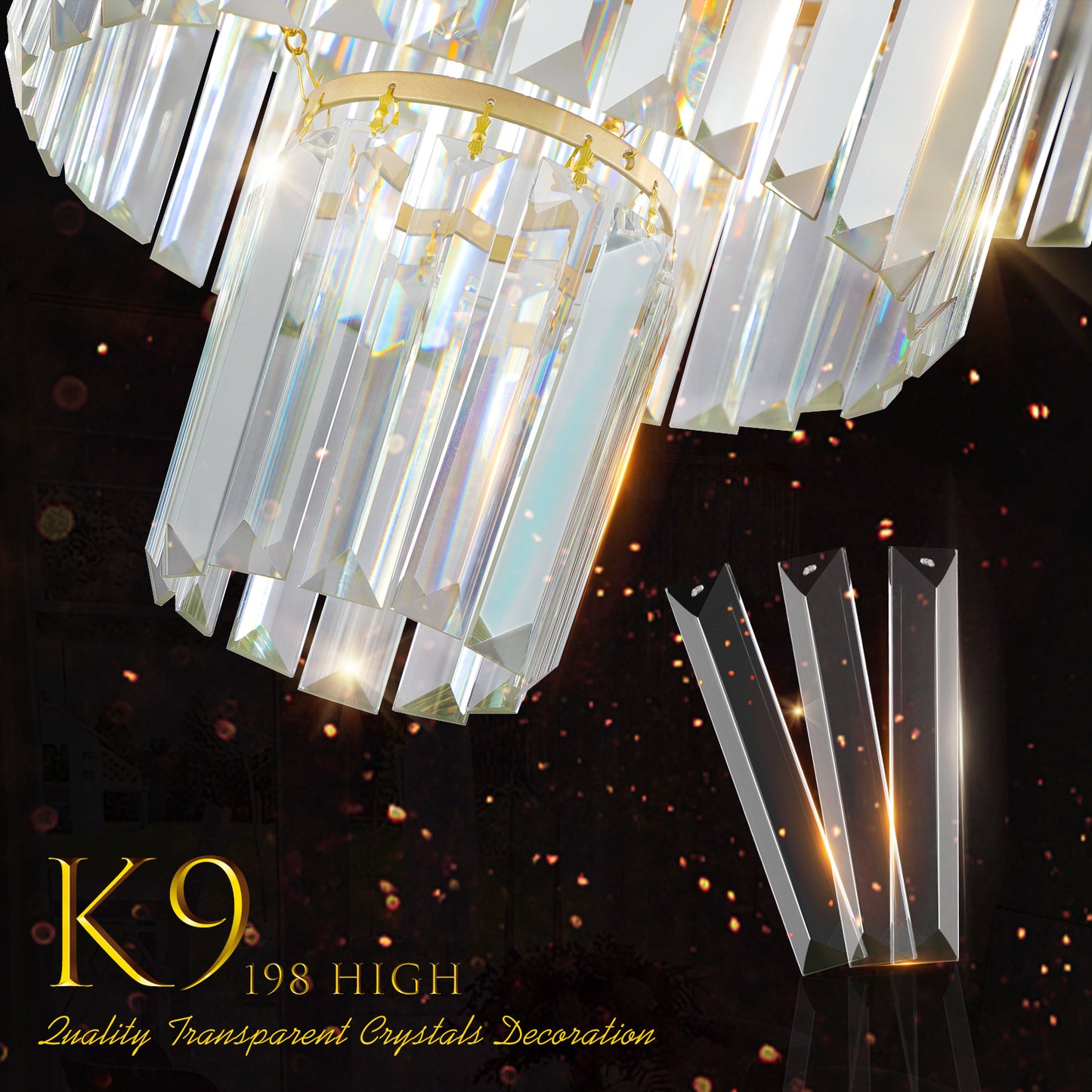 Elegant 20-Inch Crystal Chandelier - Gold 4-Tier Pendant Light