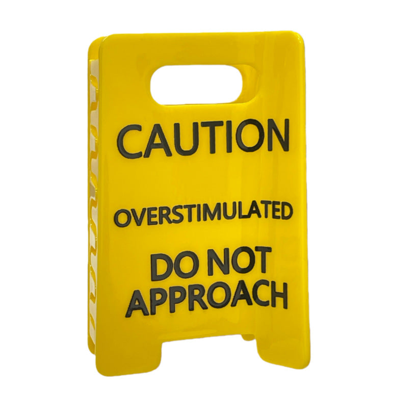 Warning Sign Hair Clip - Caution Fan-Shaped PVC Hair Accessory