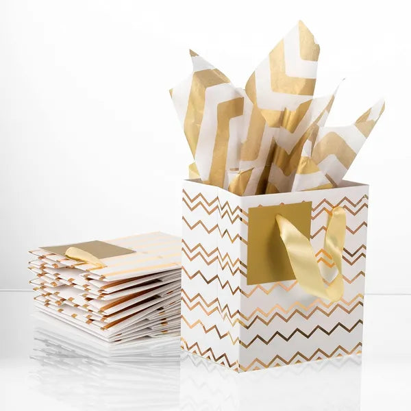 Mini Metallic Gift Bags - 12 Pcs with Handles for Parties