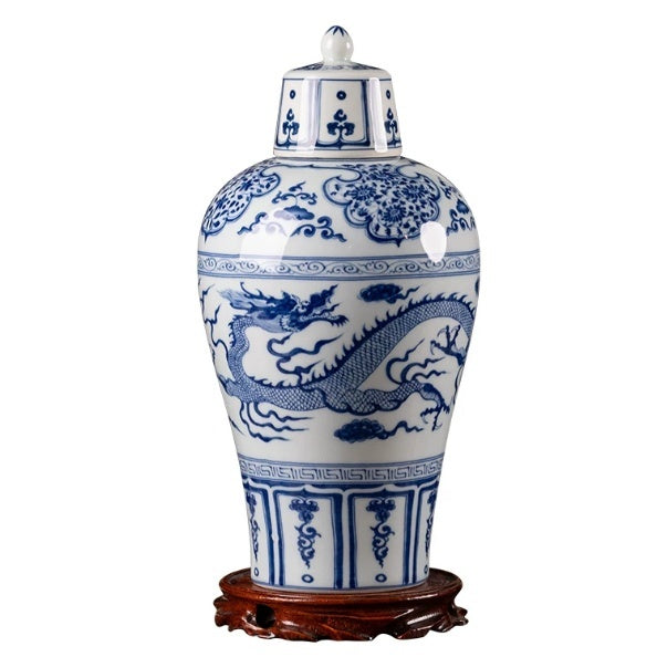 Blue and White Porcelain Baijiu Storage Jar with Double Seal Lid - 2.5kg/5kg Options