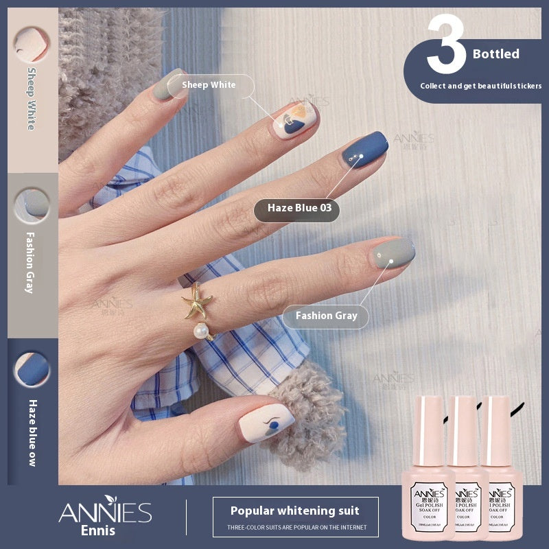 Three-Color Gel Nail Polish Set for Manicure - Nude, Purple, Orange