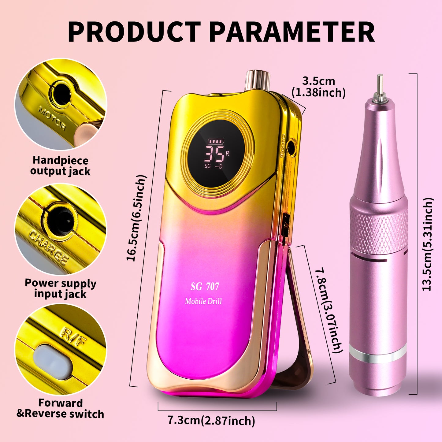 Portable Cordless Electric Nail Drill - 35000 RPM Professional E-File Kit