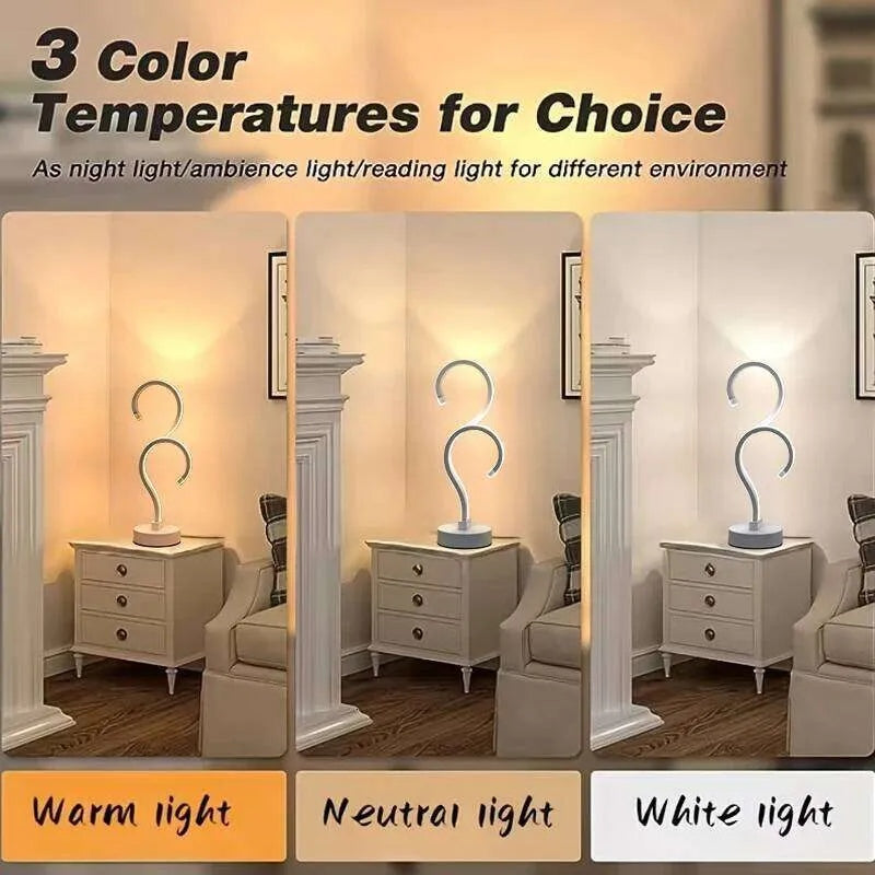 White Desktop Lamp with USB Power, 3 Color Modes, Minimalist Design for Bedroom
