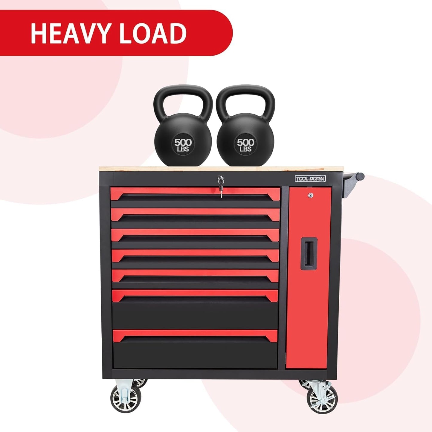 36-Inch 8-Drawer Tool Storage Cabinet Steel Garage Organizer with Casters