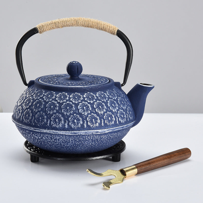 Japanese Style Cast Iron Water Boiling Teapot with Strainer 1000ML - Blue