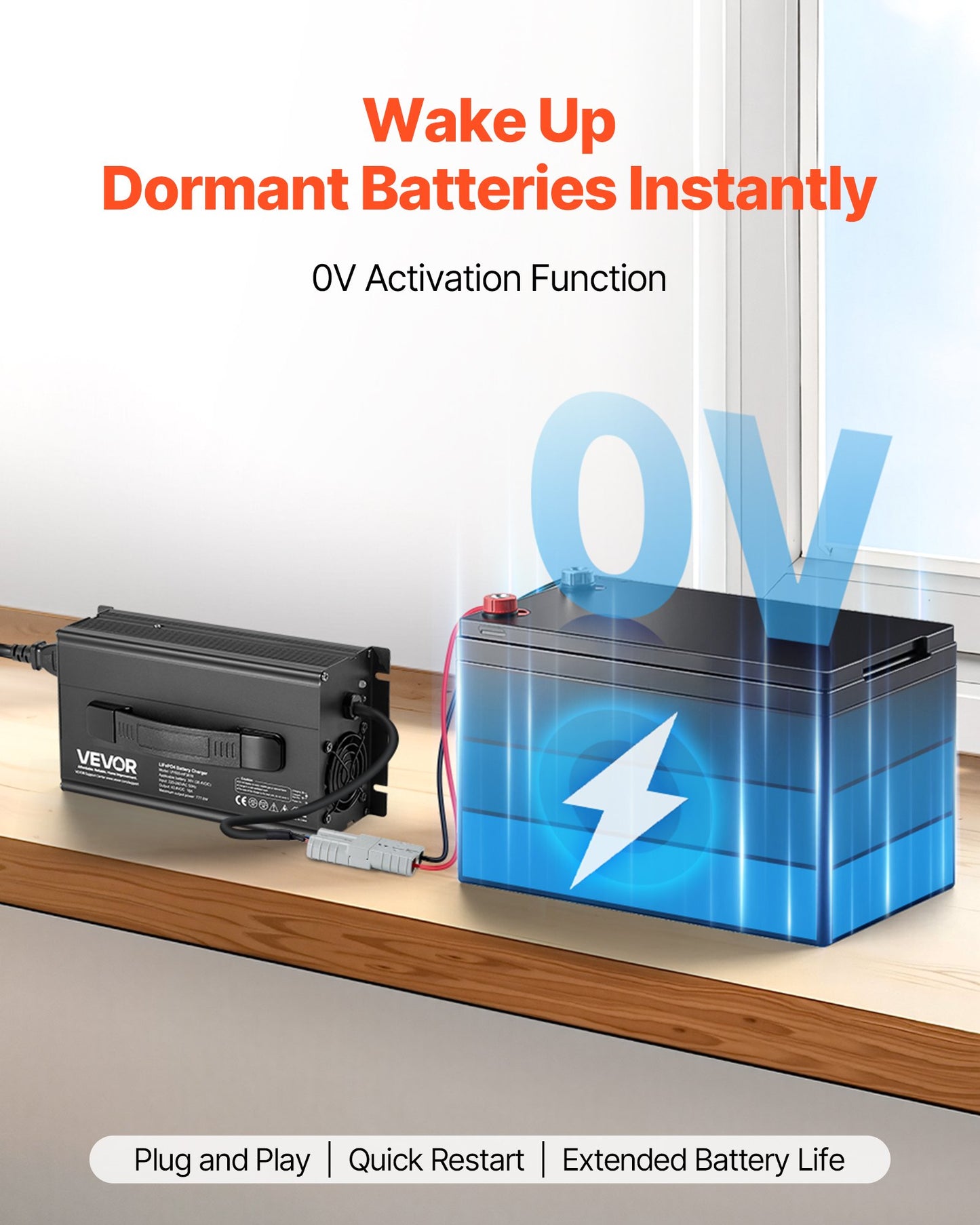 36V 18A Lithium Battery Charger for RV LiFePO4 Batteries - Smart 43.8V AC/DC