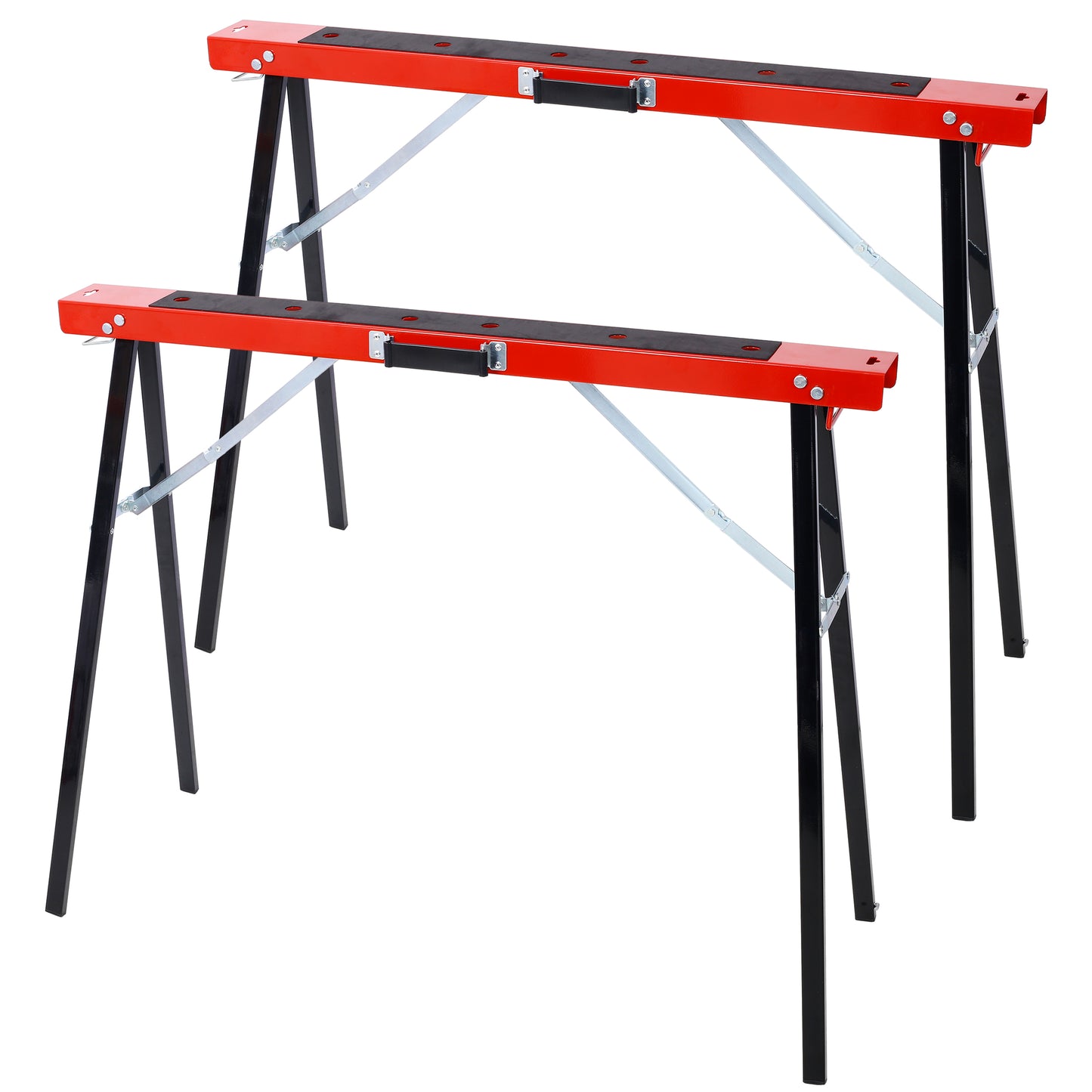 Set of 2 Heavy-Duty Wooden Sawhorse Frames with Foldable Design