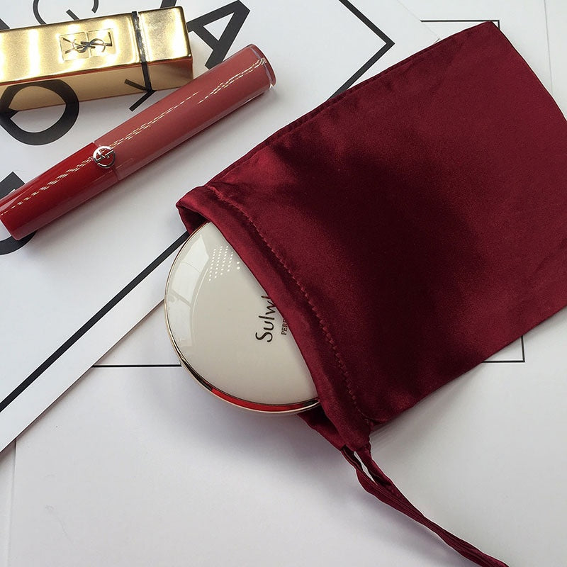 Silk Eye Mask Cosmetic Bag with Pocket - Jewelry & Travel Organizer