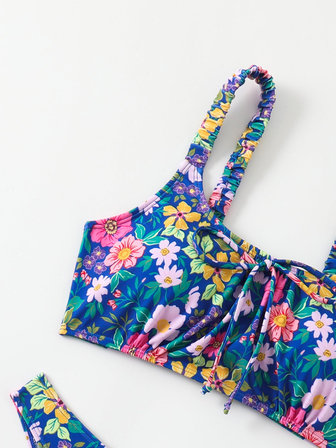 Women's Floral Print Bralette Bikini Set - High Cut Cheeky Bottom