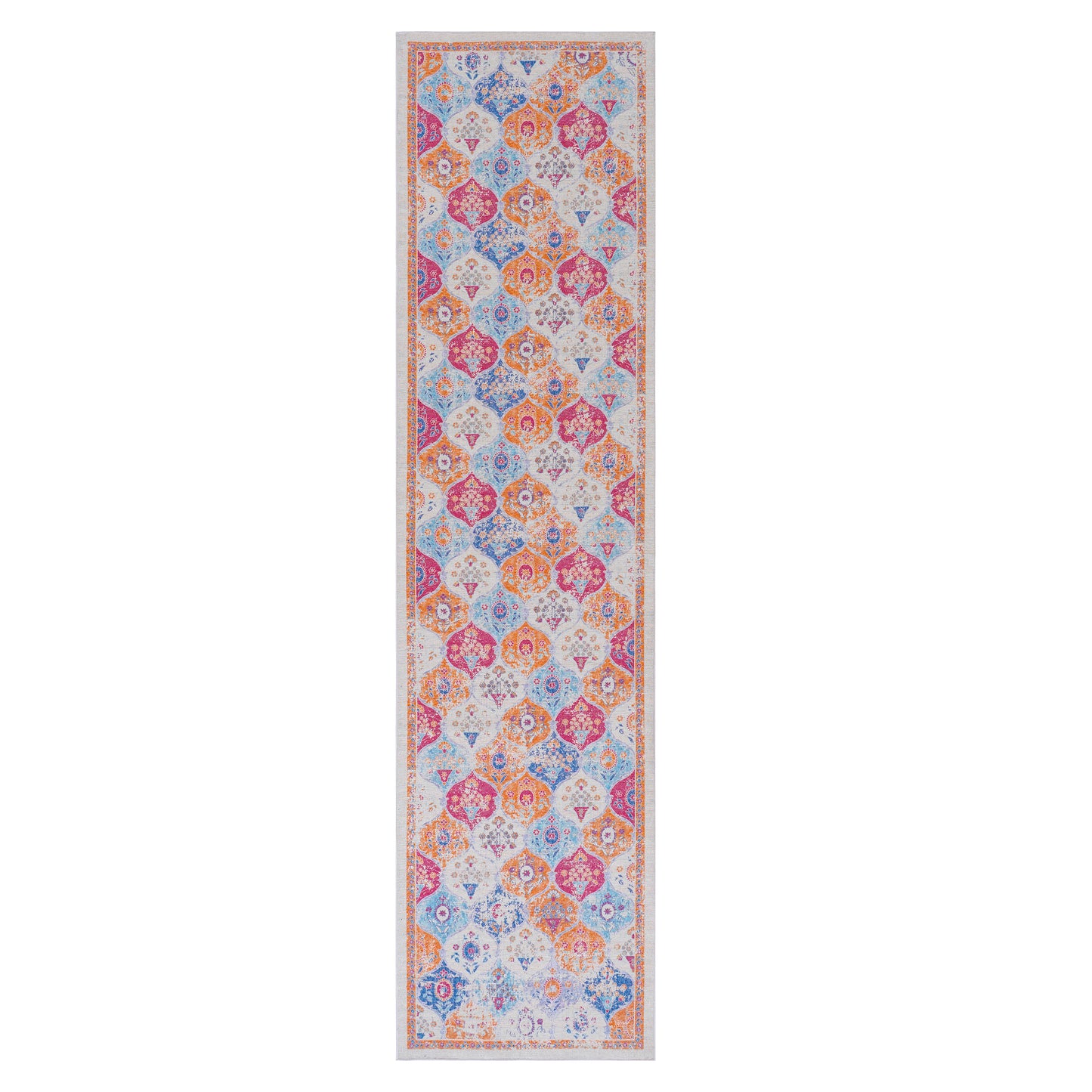 MAVAL Cream Washable Rug 2'6'' X 10' Runner Cream,