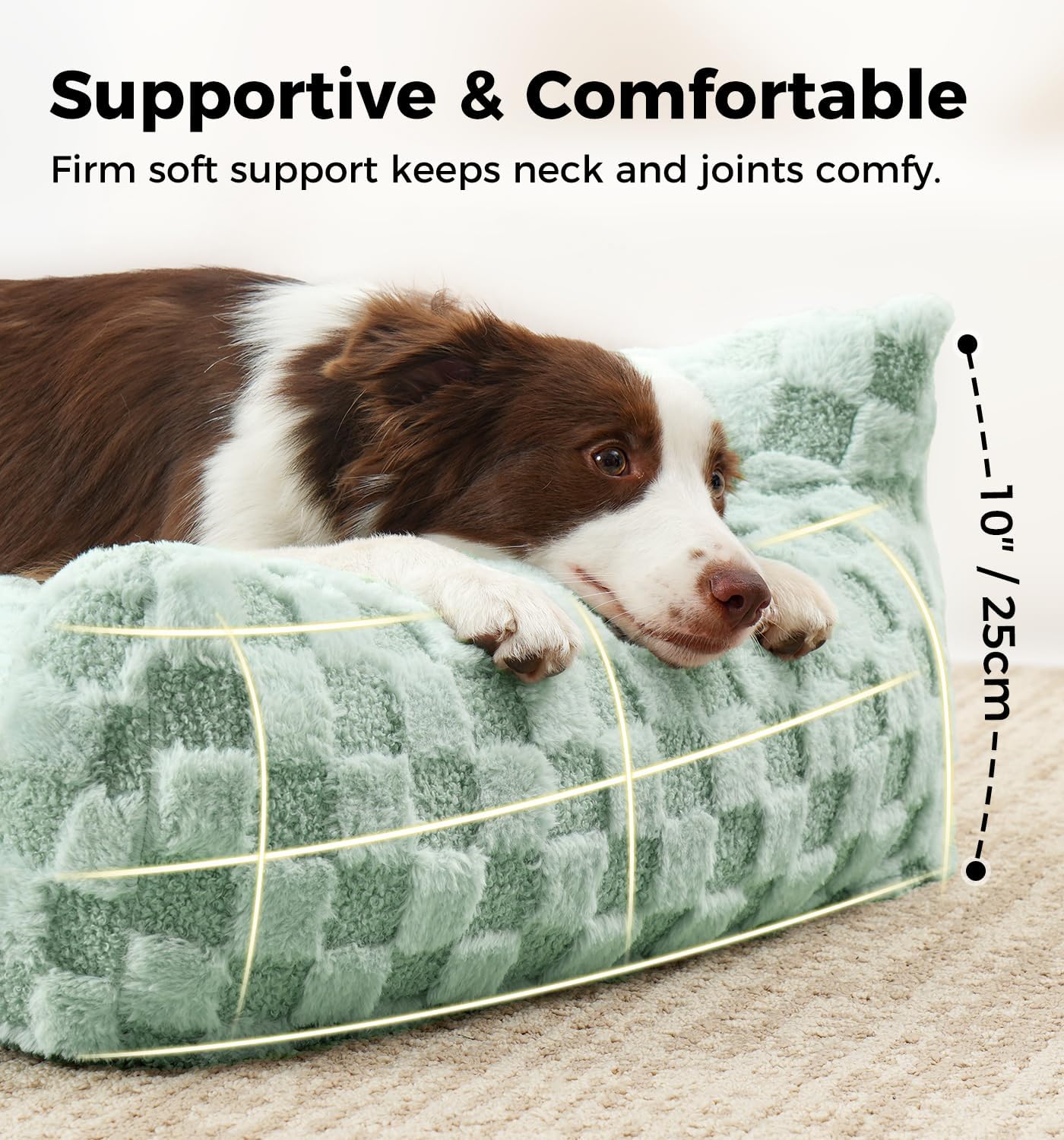 Medium Pet Sofa Bed with Sage Green Plaid Cover - Made4Pets
