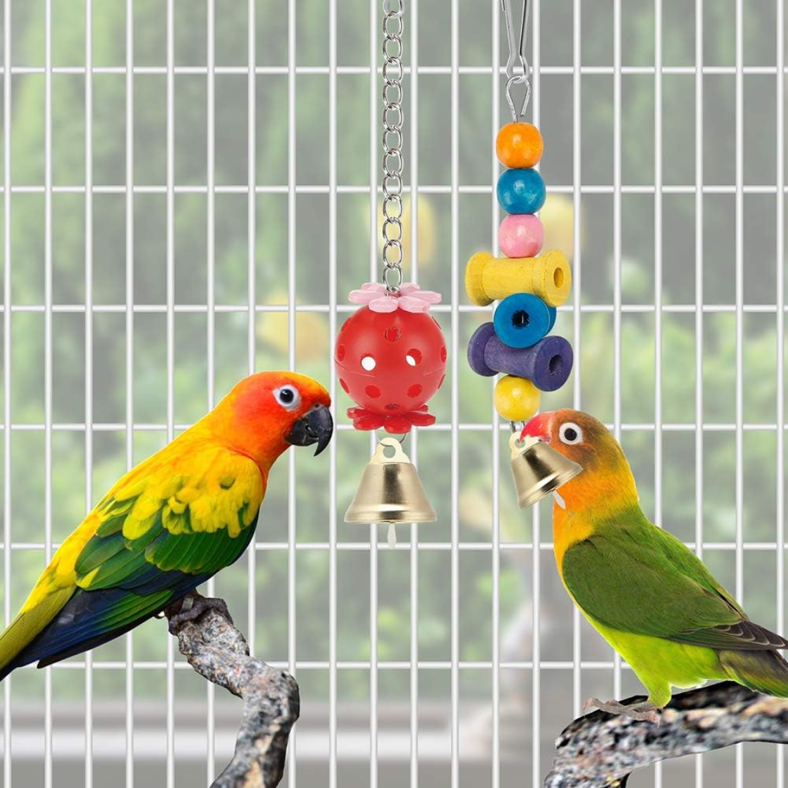 Colorful Bird Parakeet Toys Set with Swing Climbing Ladder Chewing Hammock