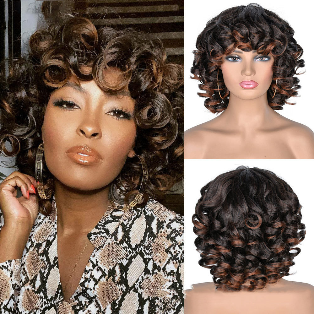 Women's Gradient Roman Volume Full Head Cover Wig - Synthetic, Curly Hair, 30cm Length