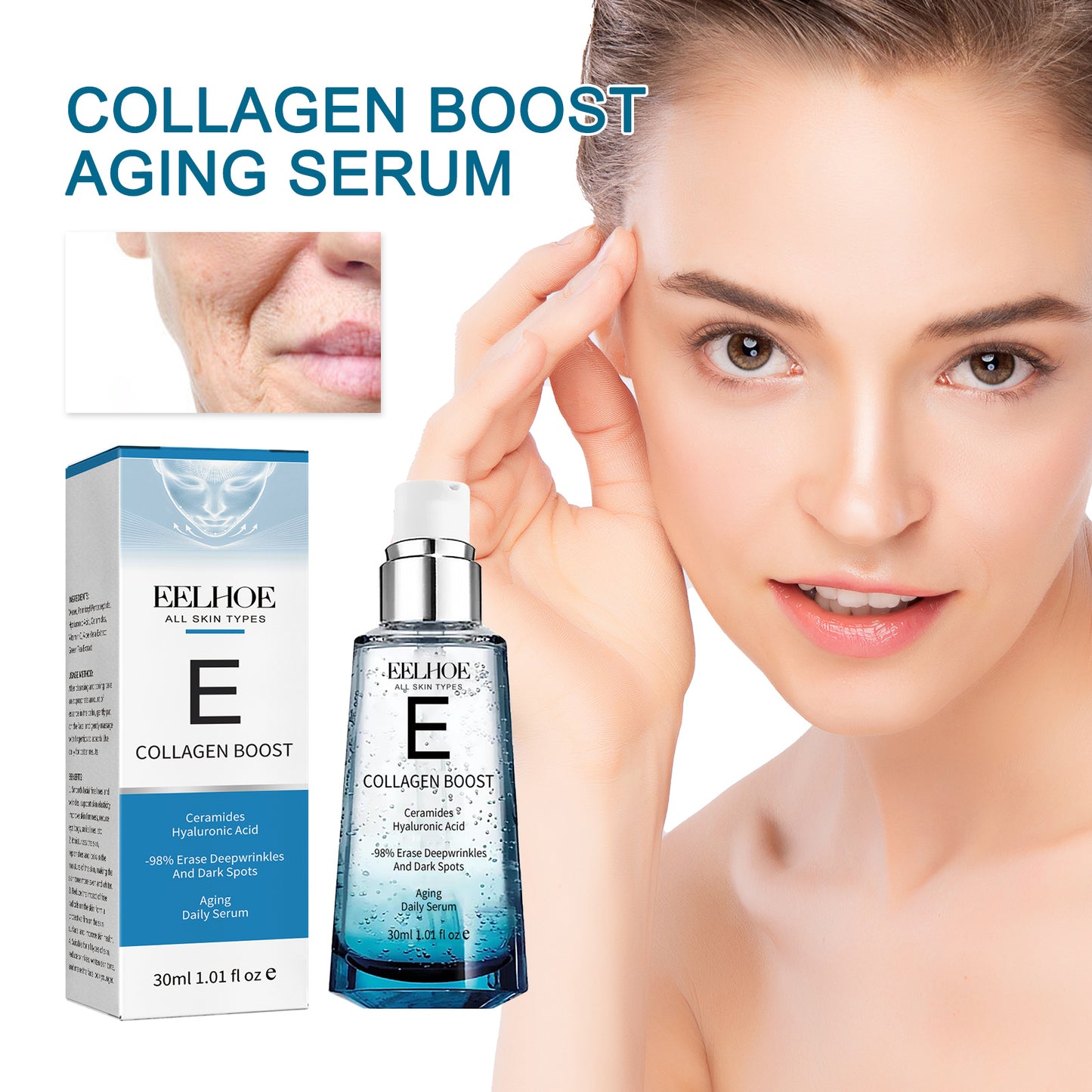 Collagen Firming Face Serum - Anti-Aging Hydrating Essence with Hyaluronic Acid