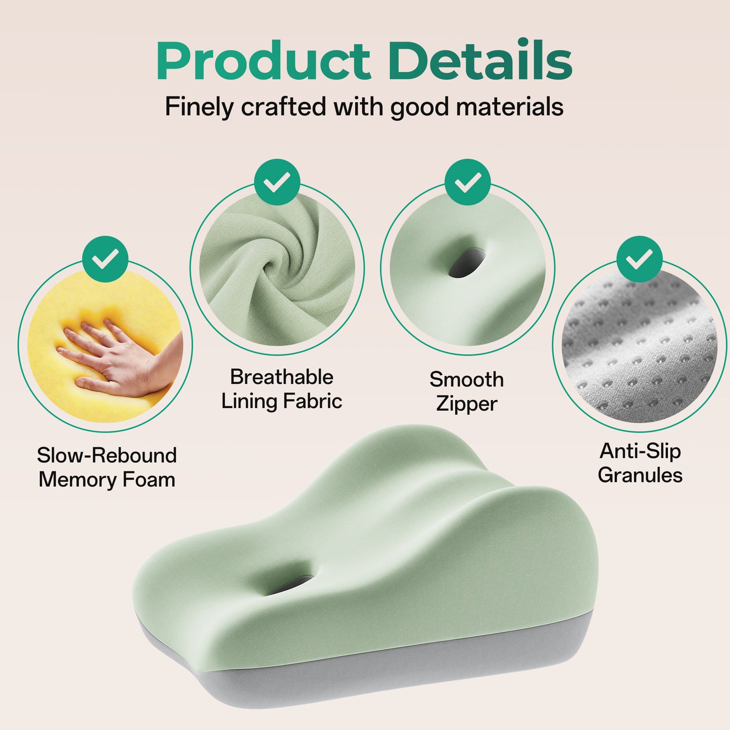 Ergonomic Memory Foam Sex Pillow for Couples - Green