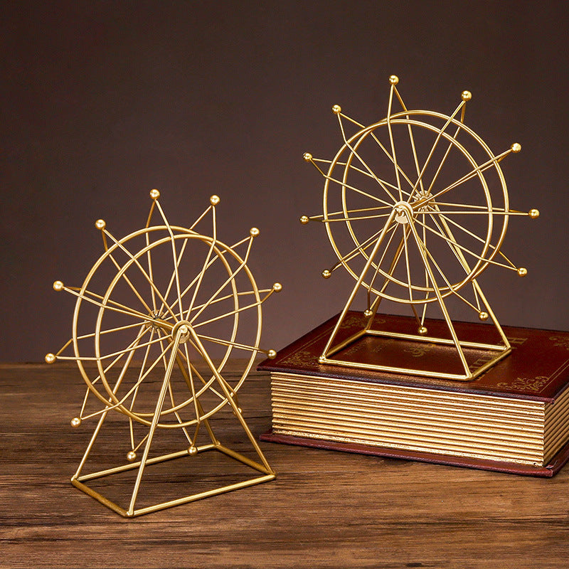 Modern Nordic Gold Circle Metal Table Ornament for Home Decor