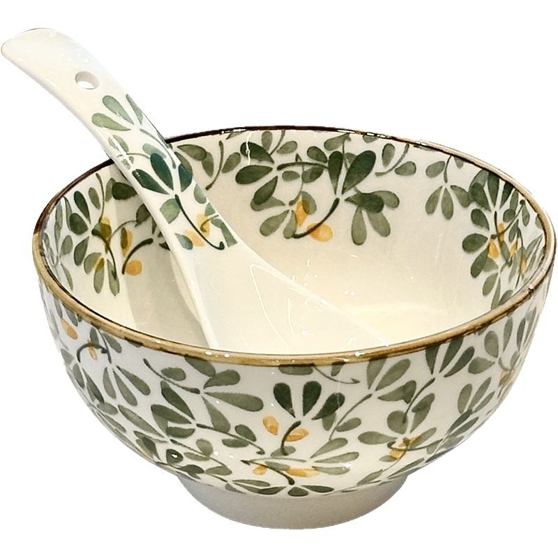 Japanese Style Ceramic Serving Bowls Set of 4 - Green Pink Blue Yellow
