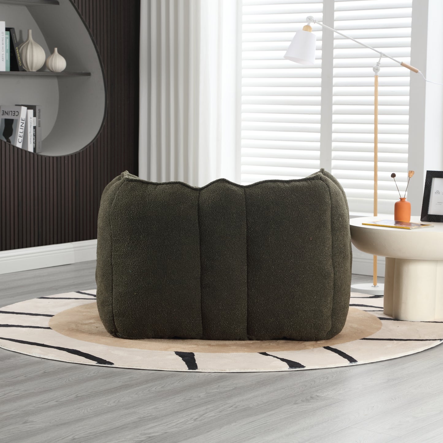 Soft Olive Green Bean Bag Chair with Foam Filler for Adults