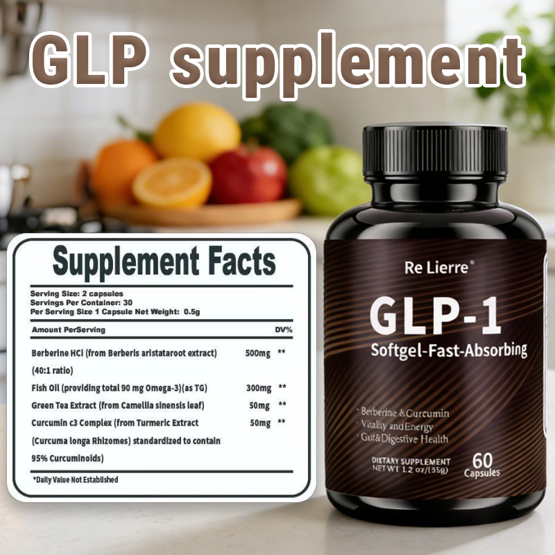 GLP-1 Supplement with Berberine, Green Tea & Curcumin - 60 Fast-Absorb Softgels
