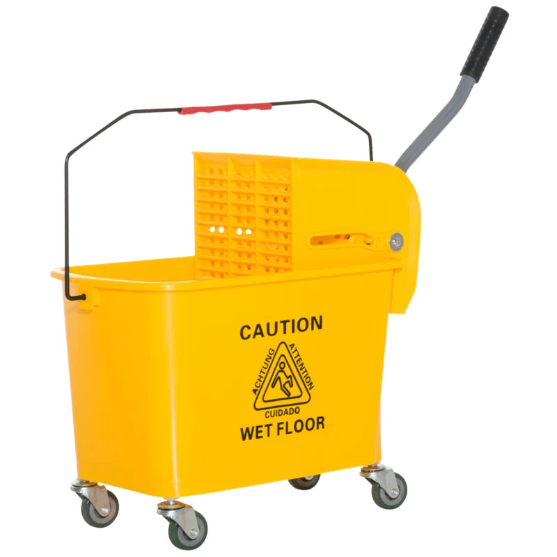21 Quart Mop Bucket with Wringer on Wheels - Yellow