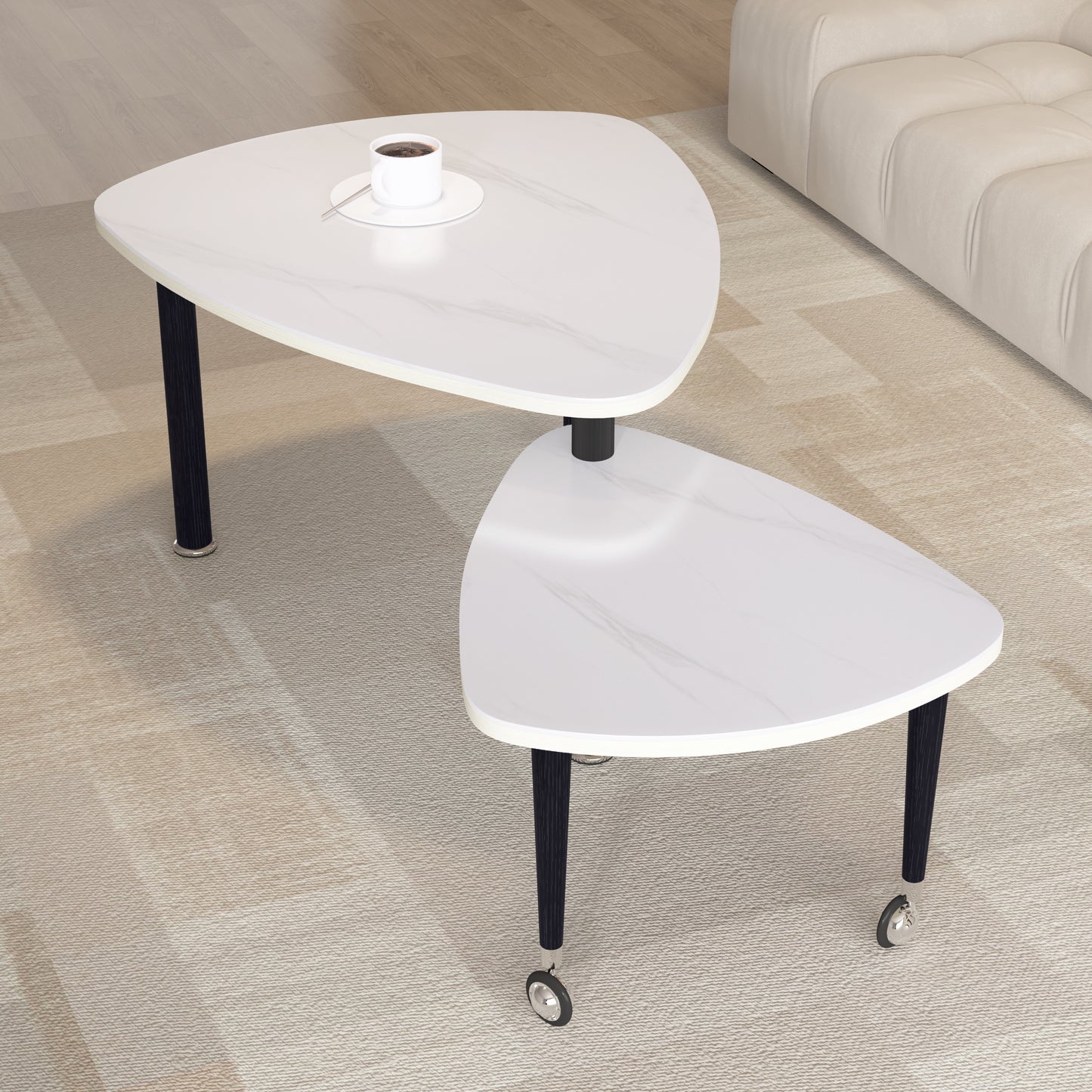 360 Degree Roratable White Sintered Stone Top Rotatable Modern Coffee