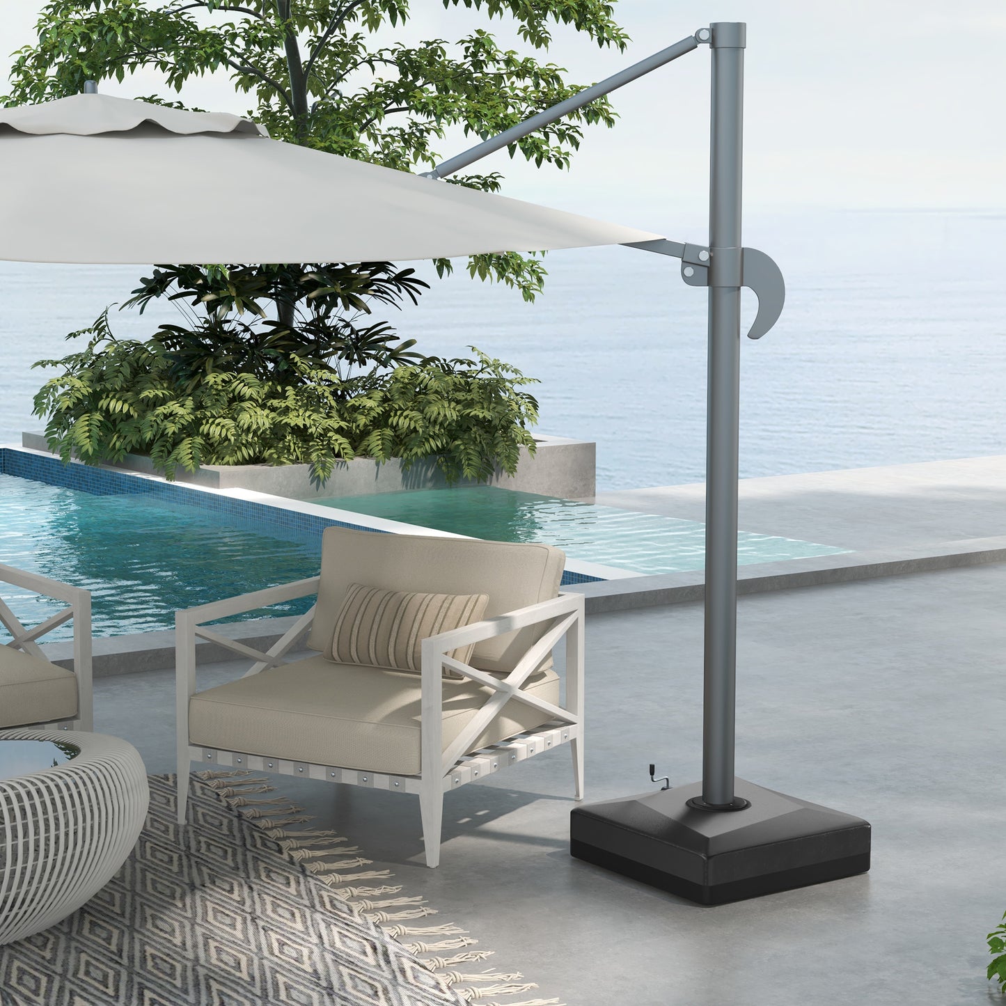 Fillable Umbrella Base for 84D-110V02 Cantilever Umbrella - Black