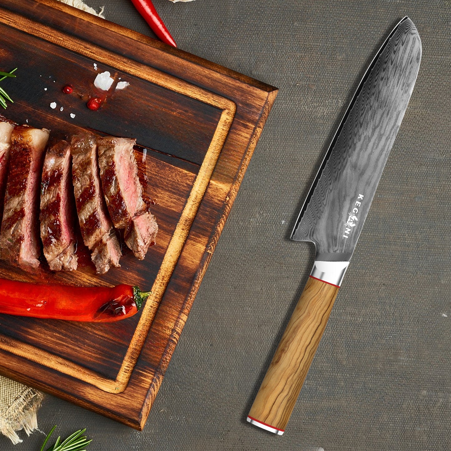 Kiritsuke Knife - 8 Inch Professional Japanese Chef Knife, Damascus Steel, Ultra-Sharp Blade