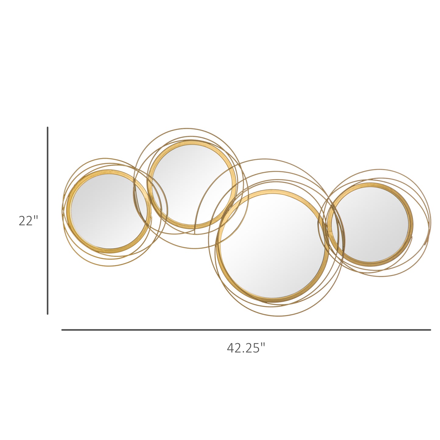 42.25" Round Wall Mirror with Asymmetrical Metal Frame - Gold