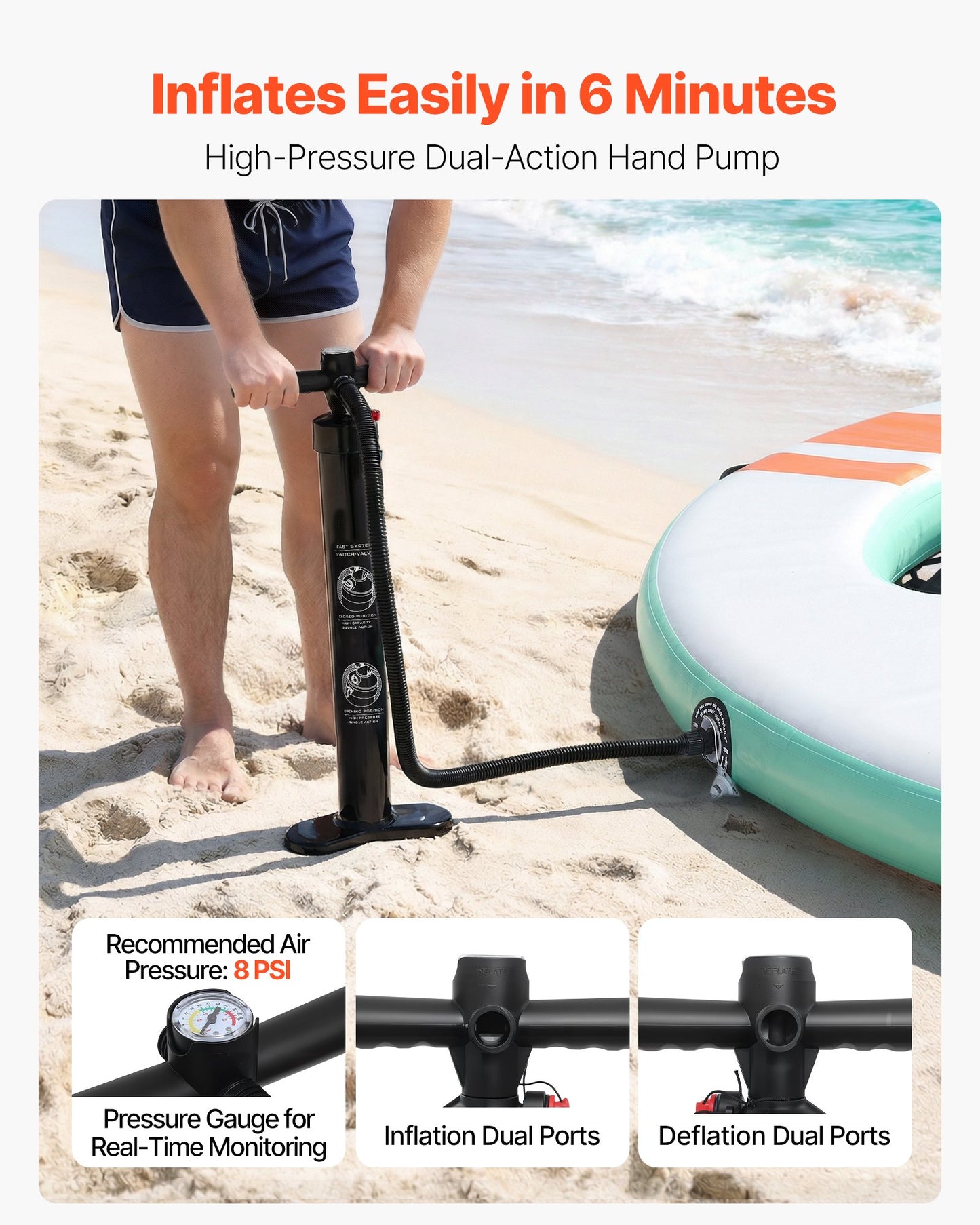 Inflatable Floating Dock Platform with Mesh Pools and Ladder - 10x8 ft Water Raft for Pool Beach Ocean