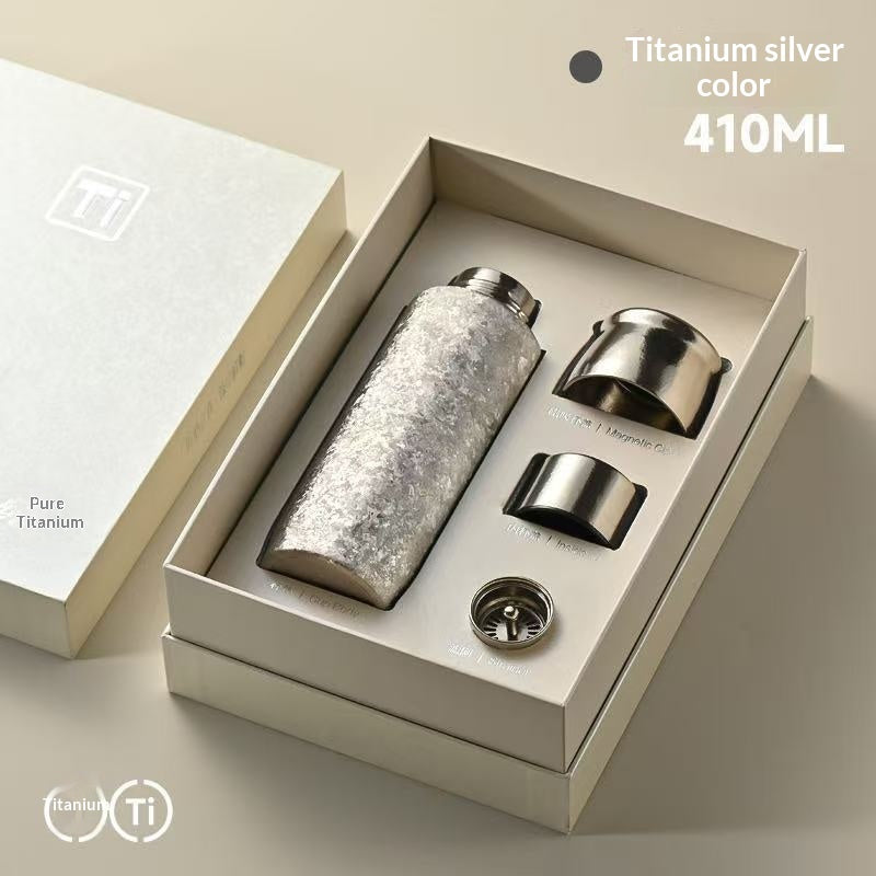 Insulated Titanium Water Bottle with Magnetic Lid - Double Wall, 450ml