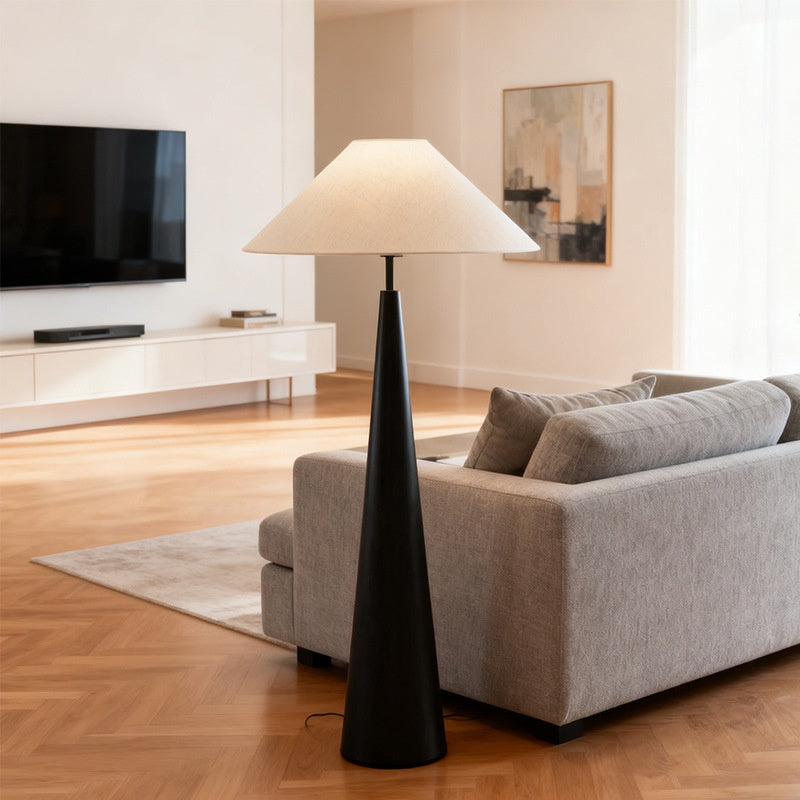 Vintage Floor Lamp for Living Room - Mid-Century Modern Style, Fabric Shade