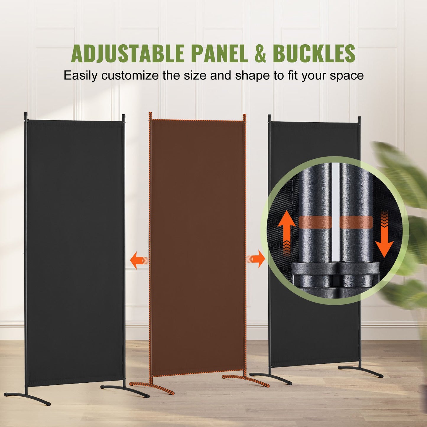3-Panel Room Divider - 102x71 Inch Folding Privacy Screen - Black