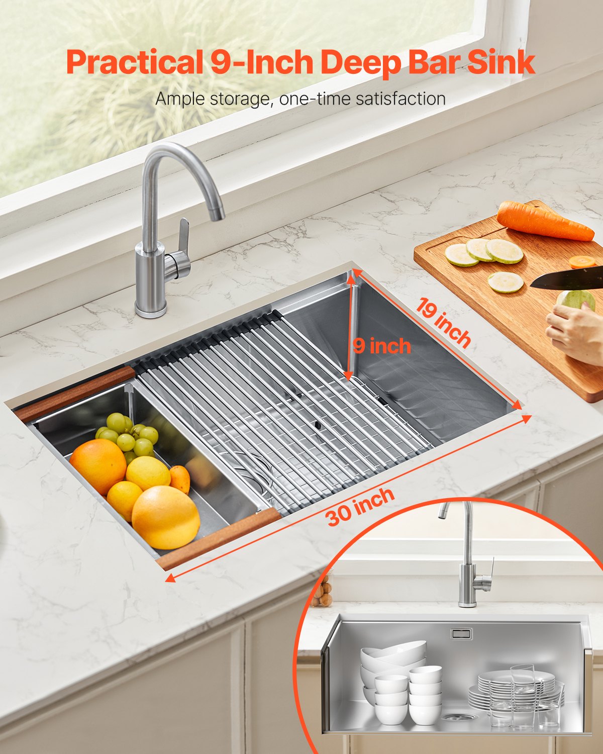 30-Inch Undermount Kitchen Sink - Heavy-Duty Stainless Steel