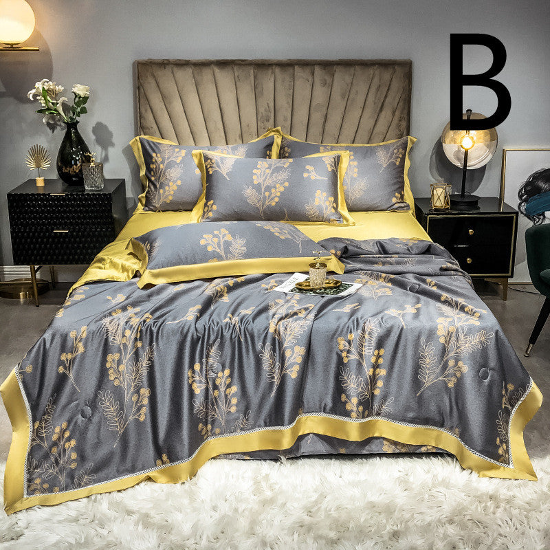 Tencel Summer Quilt Set - Breathable Air-Conditioning Bedding 4-Piece