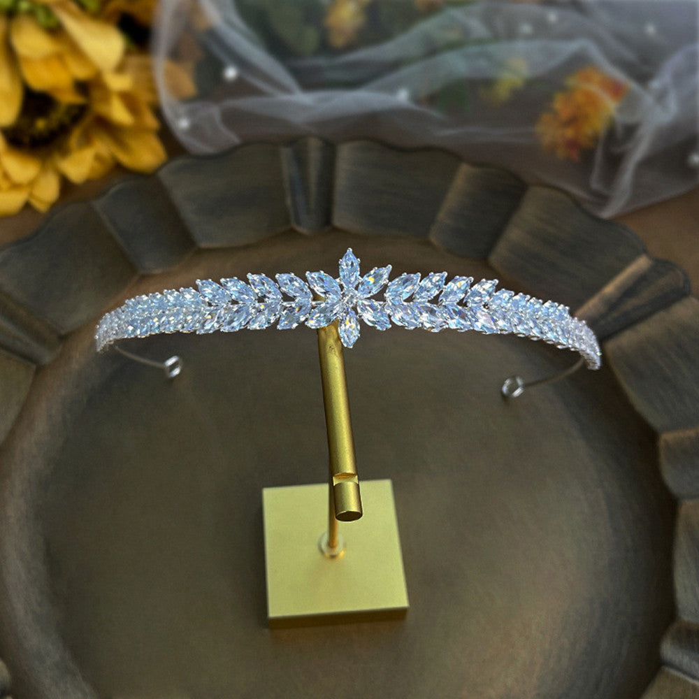 Bridal Zircon Crown Headband with Elegant Details