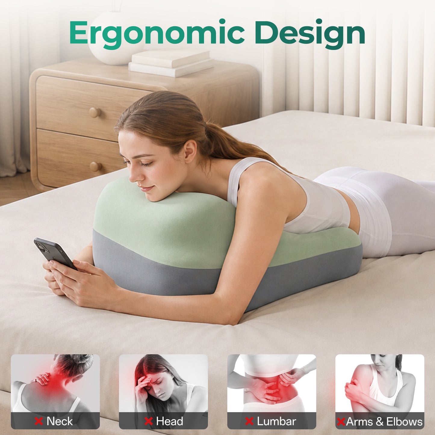 Ergonomic Memory Foam Sex Pillow for Couples - Green