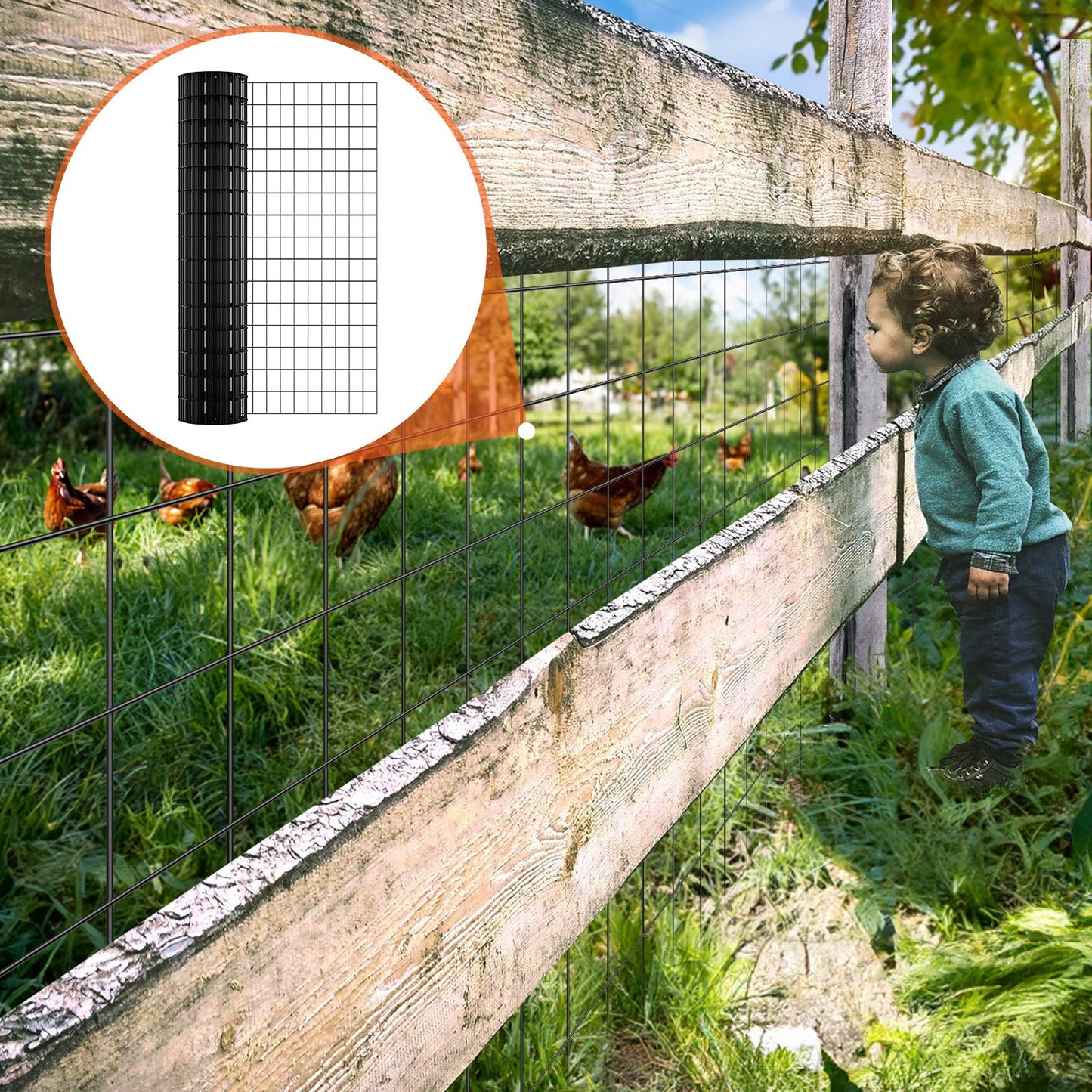 Galvanized Wire Mesh Roll 48x50ft Chicken & Poultry Fencing Black 16G