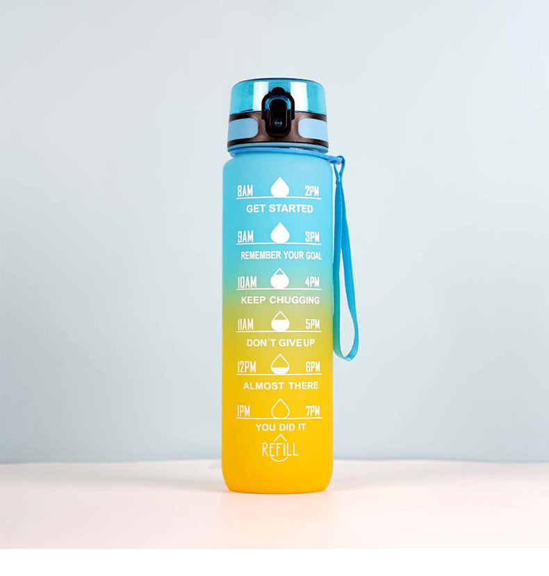Large Capacity Sports Water Bottle - Gradient Cup with Lanyard 1000ml