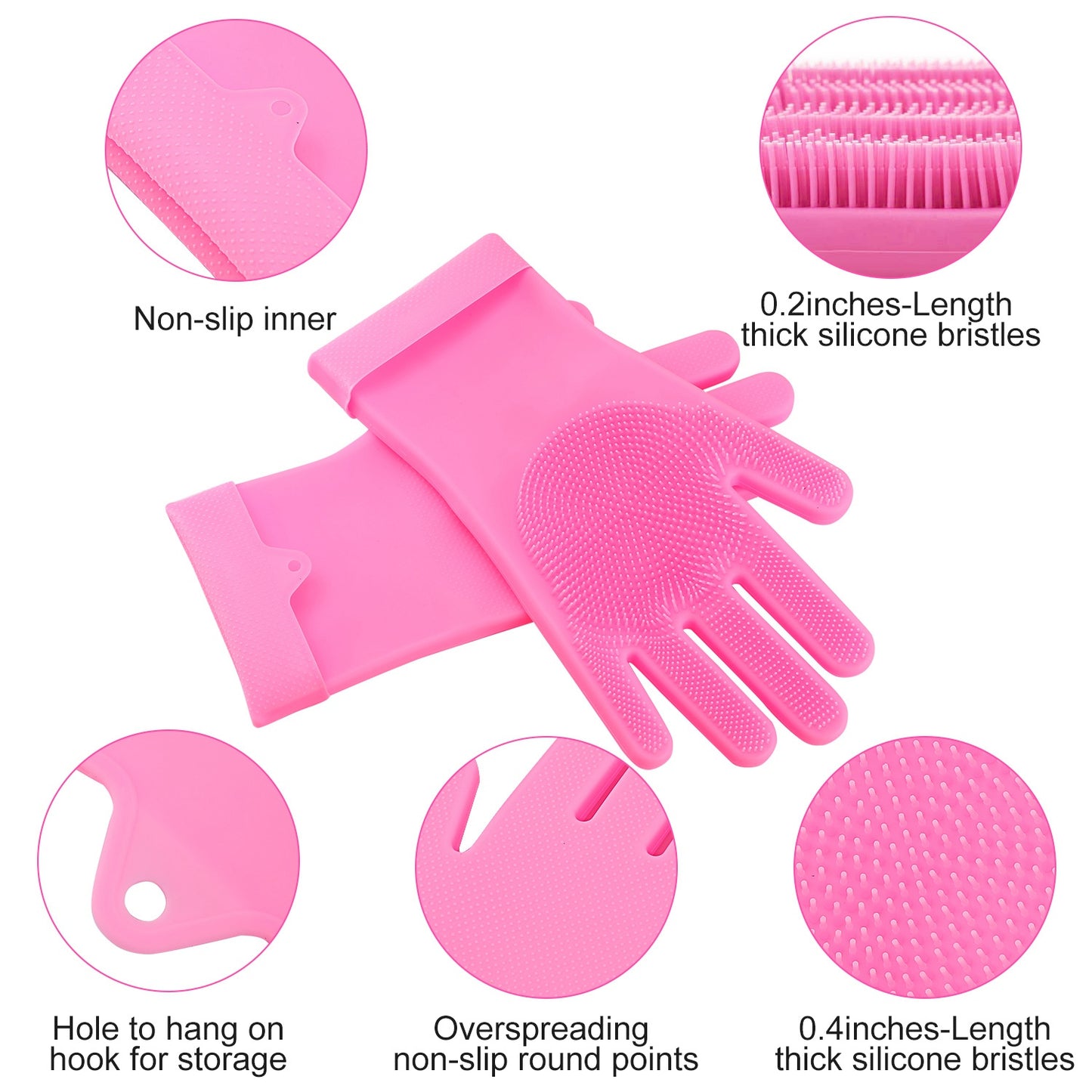 Silicone Dishwashing Gloves with Cleaning Sponge - Multi-Purpose