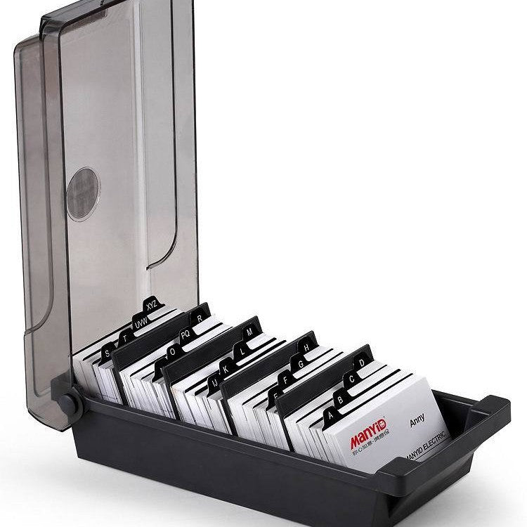 Large Capacity Business Card Storage Box with 24x12x7.5cm Plastic Organizer