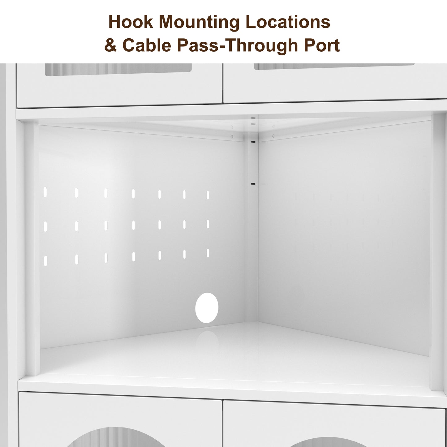 73'' White Metal Corner Storage Cabinet with Adjustable Shelves