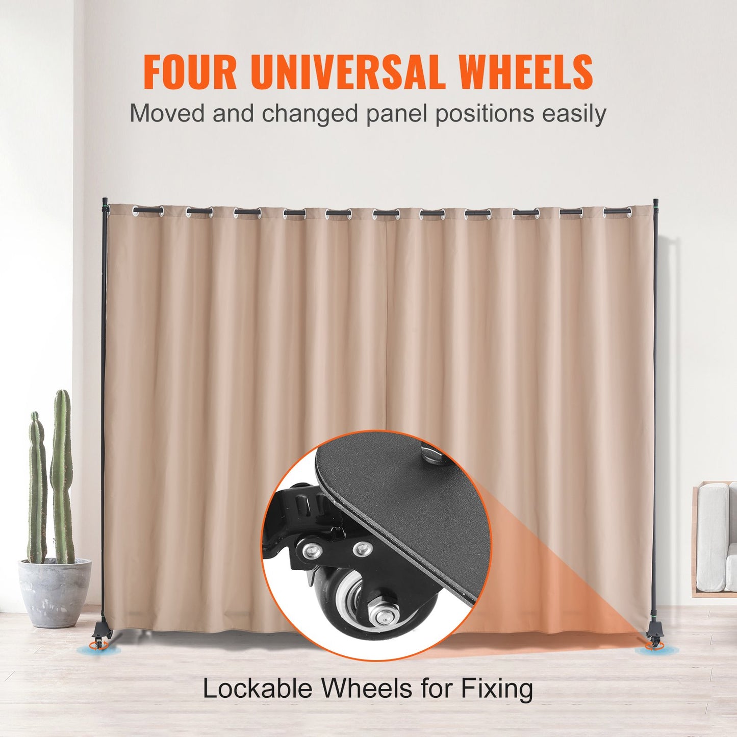 Portable Room Divider with Wheels - 96x120 Inch Privacy Screen
