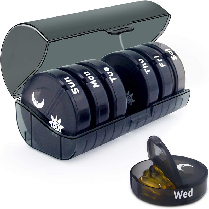 Mini Travel Pill Box with 14 Grid Moisture-Proof Portable Storage Organizer