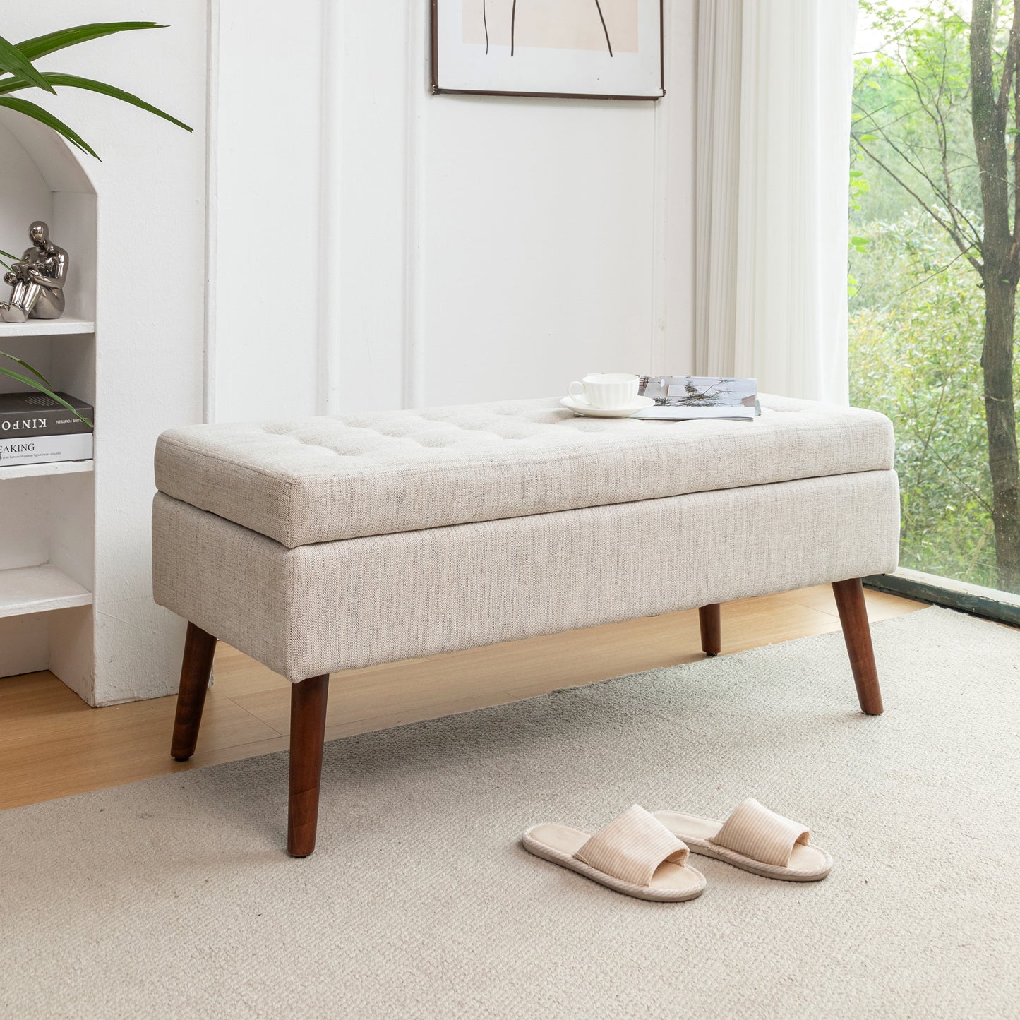Storage Bench With For Bedroom End Of Bed Foot Entryway Ottoman 43.7W