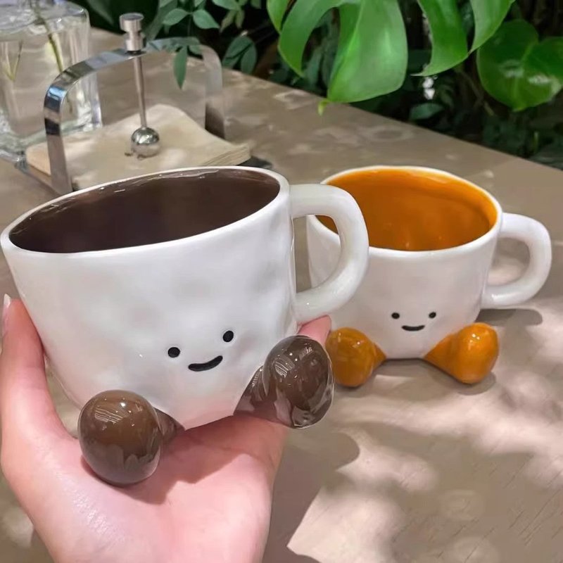 Cute Ceramic Coffee Mug - Cartoon Style, 301-400ml, Multiple Colors